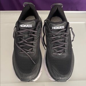 Hoka One One Bondi 7 Shoes Mens Size 10.5 Black Running Comfort Sneakers